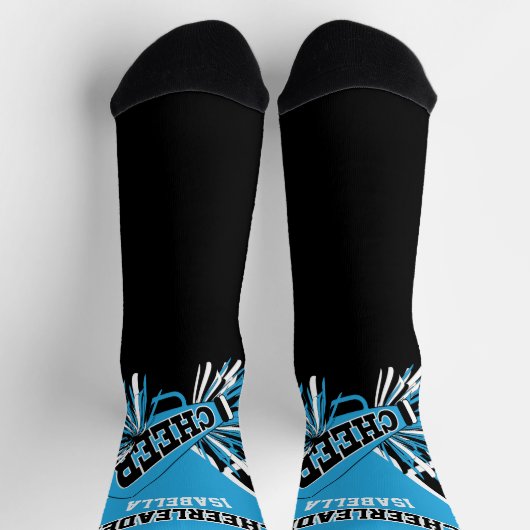Blaue, weiße und schwarze Cheerleader Socken (Oben)