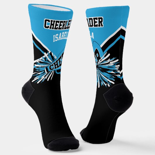 Blaue, weiße und schwarze Cheerleader Socken (Gewinkelt)