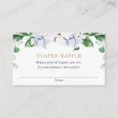 Blaue weiße Vegetation Gold Babydusche Windelpreis Begleitkarte (Vorderseite)