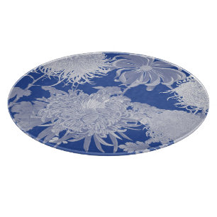 Blaue weiße Vintage-Chinoiserie-Blumenmuster Schneidebrett