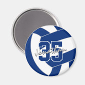 Blaue, weiße Volleyballmannschaft - Geschenke Magnet (Vorderseite/Rückseite)