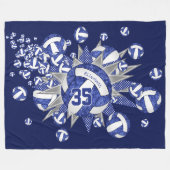 Blaue weiße Volleyballs Girls Sport Fleecedecke (Vorderseite (Horizontal))