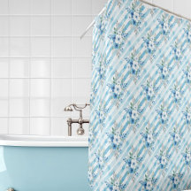 Blaue weiße Wasserfarben-Blumen-Diagonalstreifen