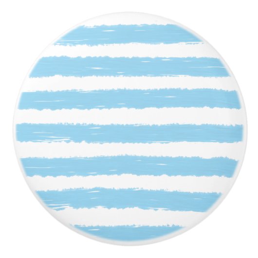 Blaue weiße Wasserfarben Streifen Keramikknauf (Vorderseite)