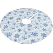 Blaue weiße Weihnachts-Schneeflocken Polyester Weihnachtsbaumdecke (Schrägansicht)