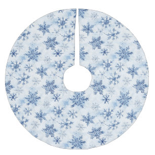 Blaue weiße Weihnachts-Schneeflocken Polyester Weihnachtsbaumdecke