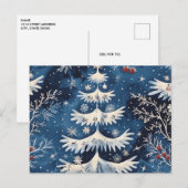 Blaue weiße Weihnachtsbaum-Weihnachtskarte Postkarte (Vorne/Hinten)