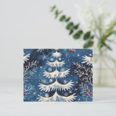 Blaue weiße Weihnachtsbaum-Weihnachtskarte Postkarte (Stehend Vorderseite)
