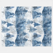 Blaue weiße Weihnachtsbäume Fleecedecke (Vorderseite (Horizontal))