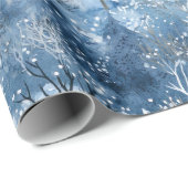 Blaue weiße Weihnachtsbäume Geschenkpapier (Rolleneckpunkt)