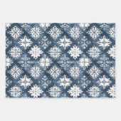 Blaue Weiße Weihnachtsbäume Hirsche Geschenkpapier Set (Vorderseite 3)