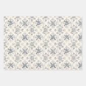 Blaue Weiße Weihnachtsbäume Hirsche Geschenkpapier Set (Vorderseite 2)