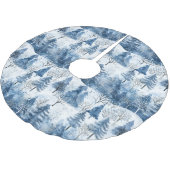 Blaue weiße Weihnachtsbäume Polyester Weihnachtsbaumdecke (Schrägansicht)