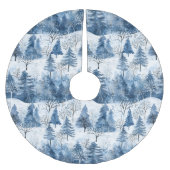 Blaue weiße Weihnachtsbäume Polyester Weihnachtsbaumdecke (Vorderseite)