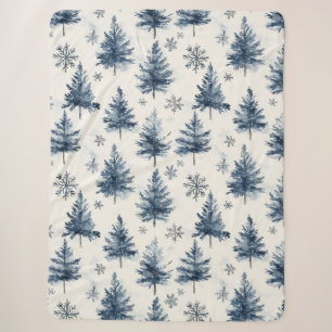 Blaue Weiße Weihnachtsbäume Schneeflocken Sherpadecke