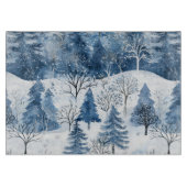 Blaue weiße Weihnachtsbäume Schneidebrett (Vorderseite)