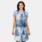 Blaue weiße Weihnachtsbäume Schürze (Getragen)