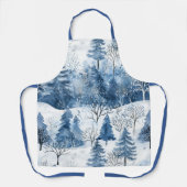Blaue weiße Weihnachtsbäume Schürze (Vorderseite)