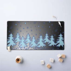 Blaue weiße Weihnachtsbäume, Sterne unter dem Nach Schreibtischunterlage