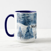 Blaue weiße Weihnachtsbäume Tasse (Links)