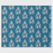 Blaue weiße Weihnachtsbaumen Geschenkpapier (Flach)