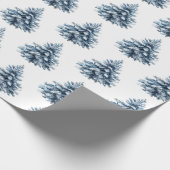 Blaue weiße Weihnachtsbaumen Geschenkpapier (Ecke)