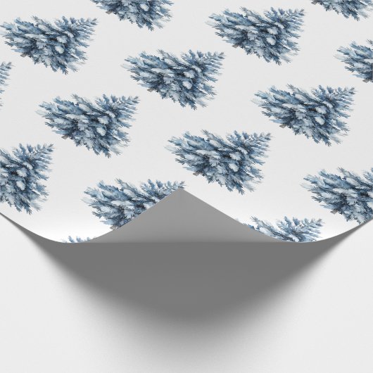 Blaue weiße Weihnachtsbaumen Geschenkpapier (Ecke)