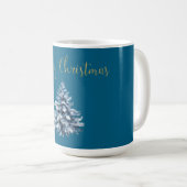 Blaue weiße Weihnachtsbaumen Kaffeetasse (VorderseiteRechts)