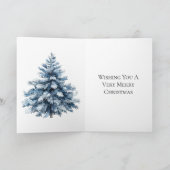 Blaue weiße Weihnachtsbaumen Karte (Innenseite)
