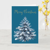 Blaue weiße Weihnachtsbaumen Karte (Gelbe Blume)