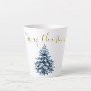 Blaue weiße Weihnachtsbaumen Milchtasse