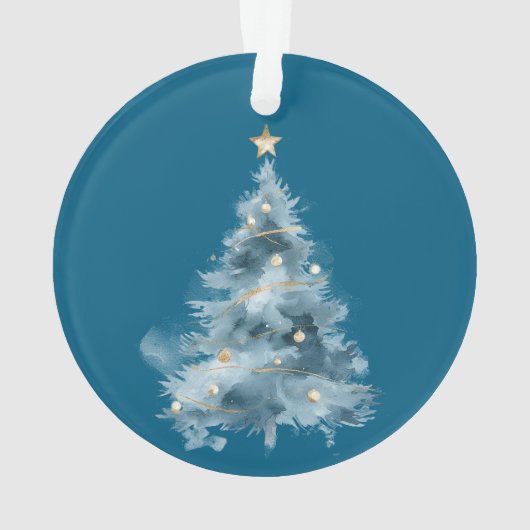 Blaue weiße Weihnachtsbaumen Ornament (Rückseite)