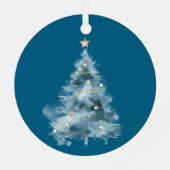 Blaue weiße Weihnachtsbaumen Ornament Aus Metall (Rückseite)