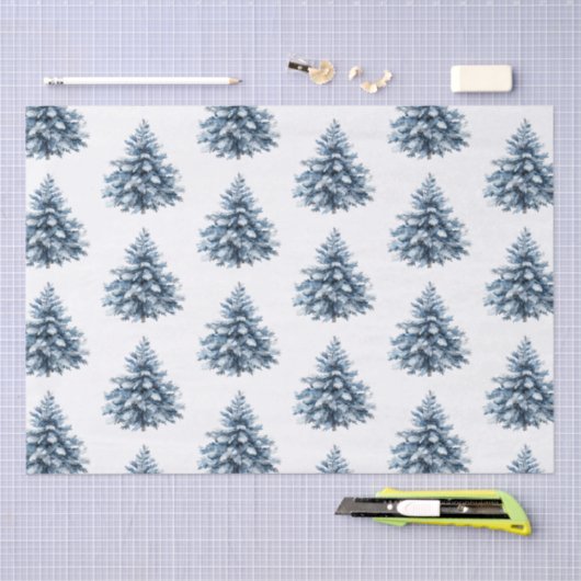 Blaue weiße Weihnachtsbaumen Seidenpapier (Handwerk)