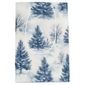 Blaue Weiße Weihnachtskiefern Mittlere Geschenktüte (Vorderseite)