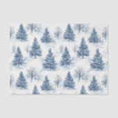Blaue Weiße Weihnachtskiefern Seidenpapier (Vorderseite)
