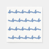 Blaue weiße Wellen nautische Seil-Party-Papierserv Serviette (Vorderseite)