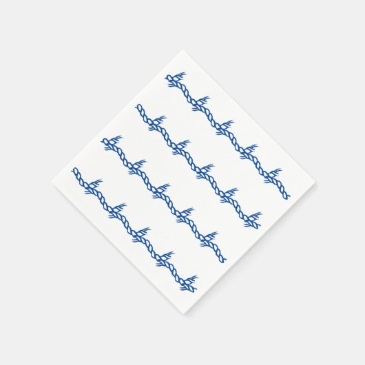 Blaue weiße Wellen nautische Seil-Party-Papierserv Serviette (Ecke)