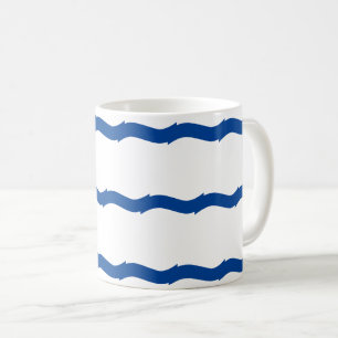 Blaue weiße Wellen Streifen nautisches Muster Kaffeetasse