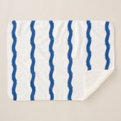 Blaue weiße Wellen Streifen nautisches Muster Sherpadecke (Vorderseite (Horizontal))