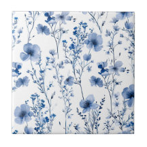 Blaue weiße Wildblumen-Wasserfarben-Blumenmuster