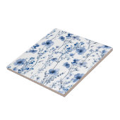 Blaue weiße Wildblumen-Wasserfarben-Blumenmuster Fliese (Seite)