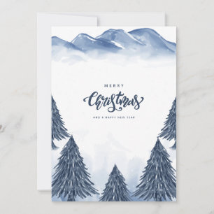 Blaue Weiße Winterlandschaft Weihnachtsgruß Feiertagskarte