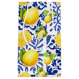 Blaue weiße Zitronenfliesen-Muster Mediterrane Zit Kleine Geschenktüte