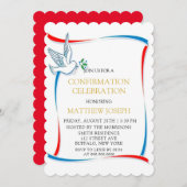 Blaue Weißtaubenbestätigung Einladung (Vorne/Hinten)