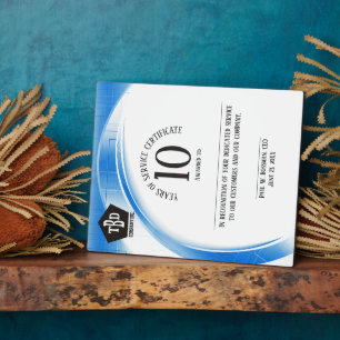 Blaue Welle 10-Jahres-Jubiläumspreis für Mitarbeit Fotoplatte