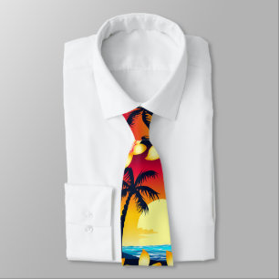 Blaue Welle am Sonnenaufgang Krawatte