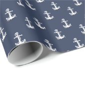 Blaue Welle Anker, Wht/Marine ID836 Geschenkpapier (Rolleneckpunkt)