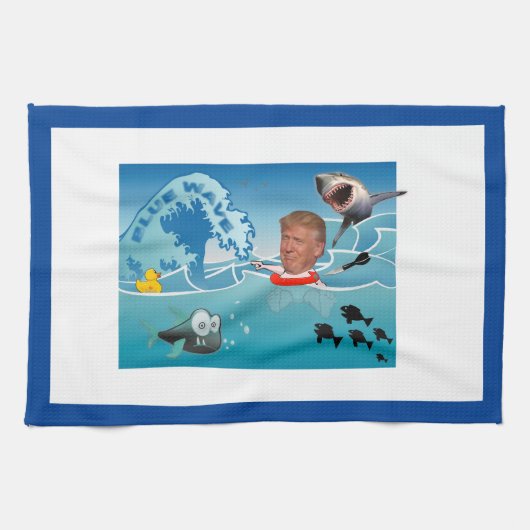 Blaue Welle/AntiTrumpf, Geschirrtuch (Horizontal)