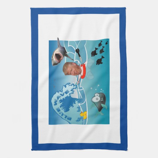 Blaue Welle/AntiTrumpf, Geschirrtuch (Vertikal)